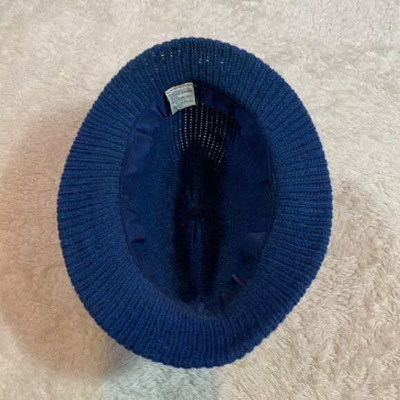 Vintage woven blue womens ribbon and button fedora - Picture 7 of 16